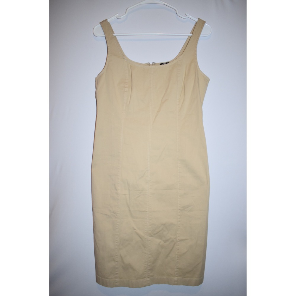 J. Crew Chino Scoop Neck Tan Sleeveless Knee Length Dress Women's Size 2